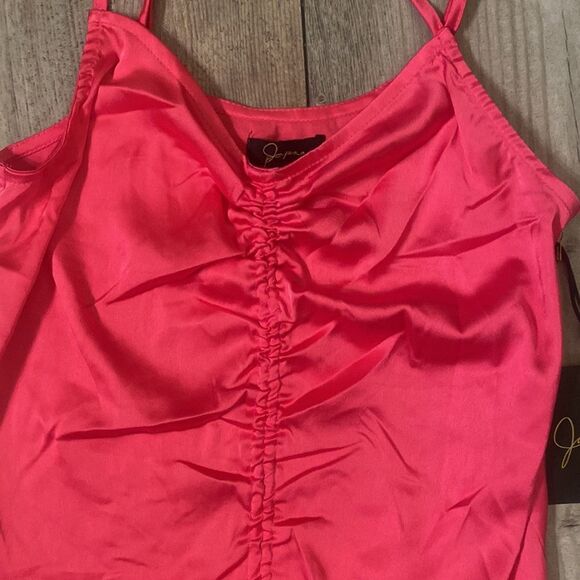 Japna Hot Pink Y2K Satin Feel Ruched Front Slip Cami XS - Picture 2 of 5